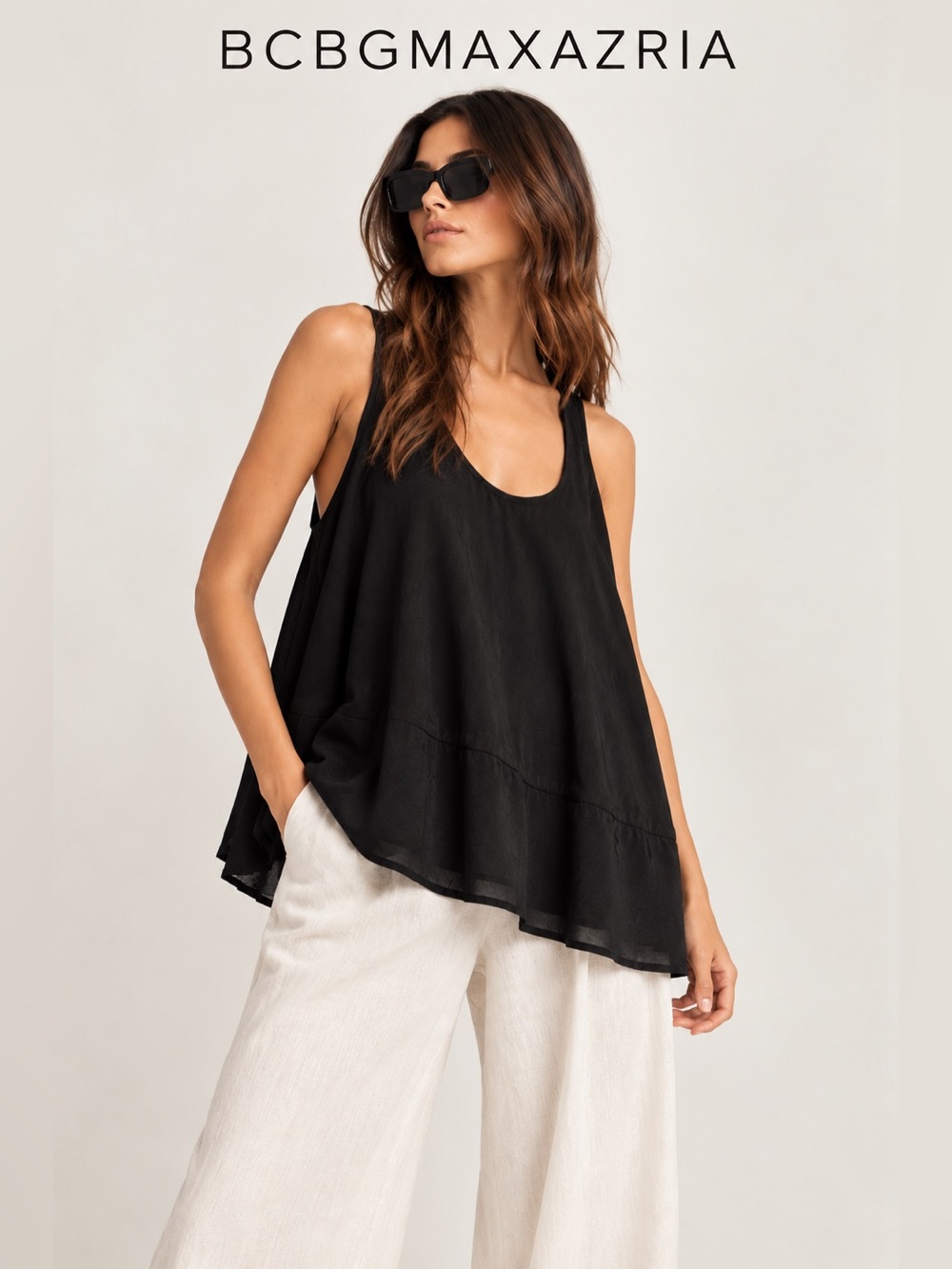 BCBGMAXAZRIA Black Silk-Blend Oversized Top Size XXS